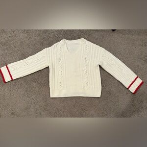 Split Neck White Sweater